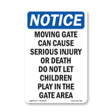 Moving Gate Can Cause Serious Injury Or Sign