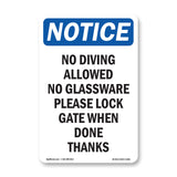No Diving Allowed No Glassware Please Lock