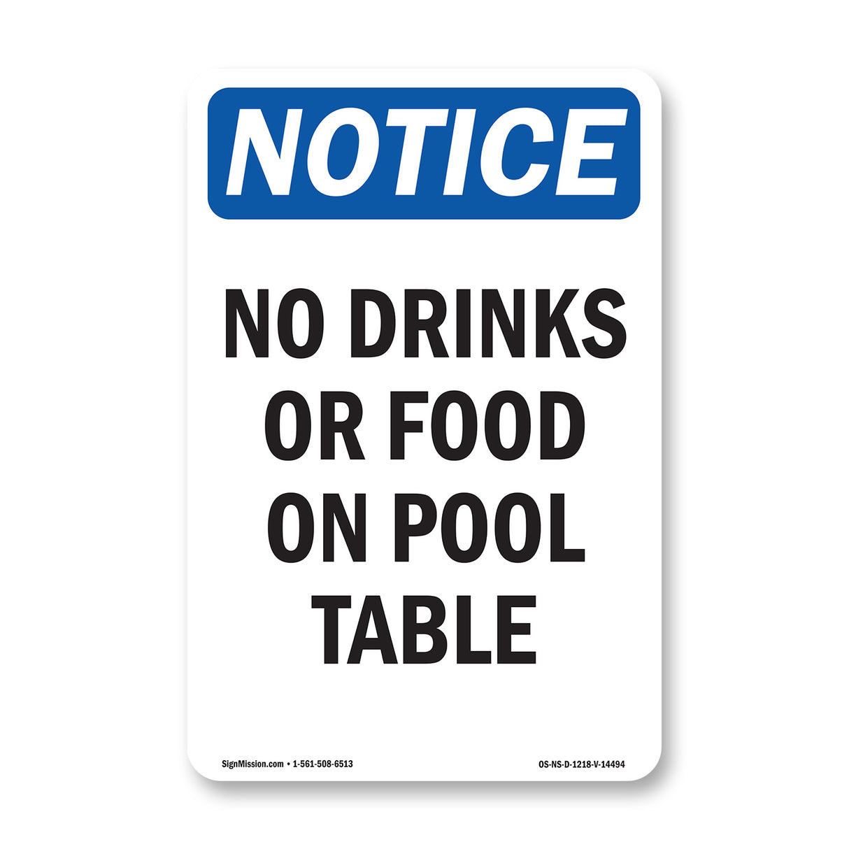 No Drinks Or Food On Pool Table