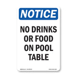 No Drinks Or Food On Pool Table
