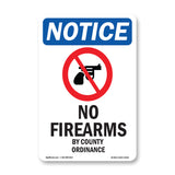 NOTICE No Firearms By County Ordinance