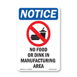 No Food Or Drink In Manufacturing Area