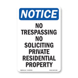 No Trespassing No Soliciting Private Residential