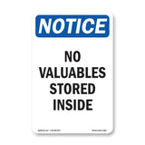No Valuables Stored Inside