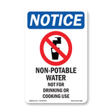 NOTICE Non-Potable Water Not For Drinking Cooking