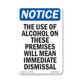 NOTICE Alcohol On Premises Immediate Dismissal