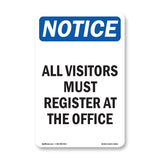 NOTICE All Visitors Must Register At The Office