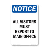 NOTICE All Visitors Must Report To Main Office