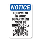 NOTICE Equipment In Your Department Must Be Cleaned