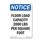 NOTICE Floor Load Capacity 2000 Lbs Per