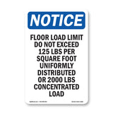 NOTICE Floor Load Limit Do Not Exceed 125