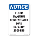 NOTICE Floor Maximum Concentrated Load Capacity
