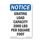 NOTICE Grating Load Capacity 2000 Lbs Per