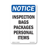 NOTICE Inspection Bags Packages Personal Items