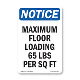 NOTICE Maximum Floor Loading 65 Lbs Per Sq Ft
