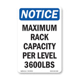 NOTICE Maximum Rack Capacity Per Level 3600 Lbs
