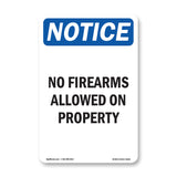 NOTICE No Firearms Allowed On Property