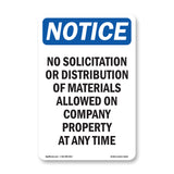 NOTICE No Solicitation Company Property