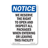NOTICE Right To Open And Inspect All Packages