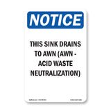 NOTICE Sink Drain AWN Acid Waste Neutralization
