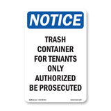 NOTICE Trash Container Tenants Others Prosecuted