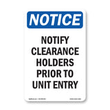 Notify Clearance Holders Prior Sign