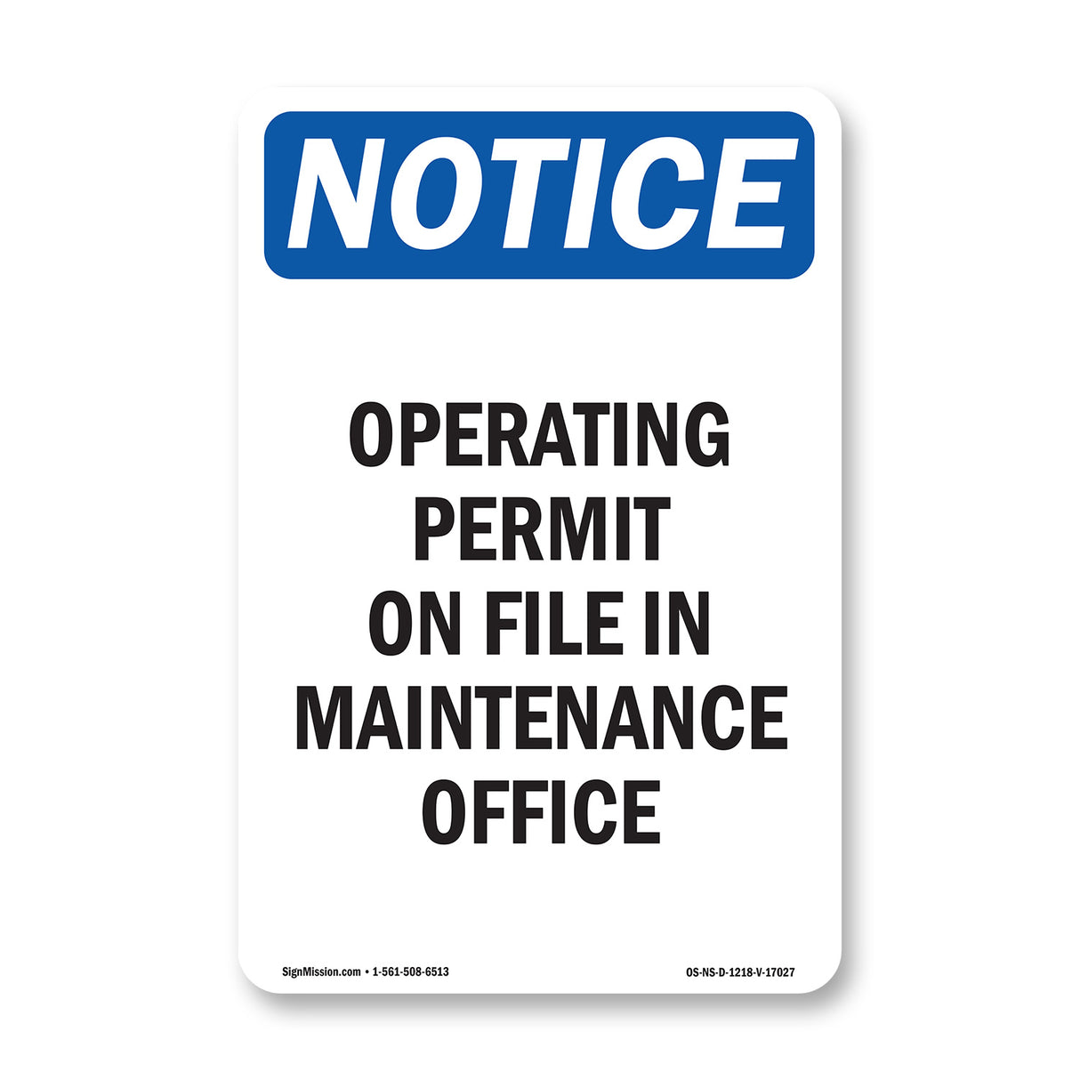 Operating Permit On File In Maintenance Office