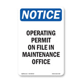 Operating Permit On File In Maintenance Office