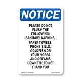 Please Do Not Flush The Following Sanitary