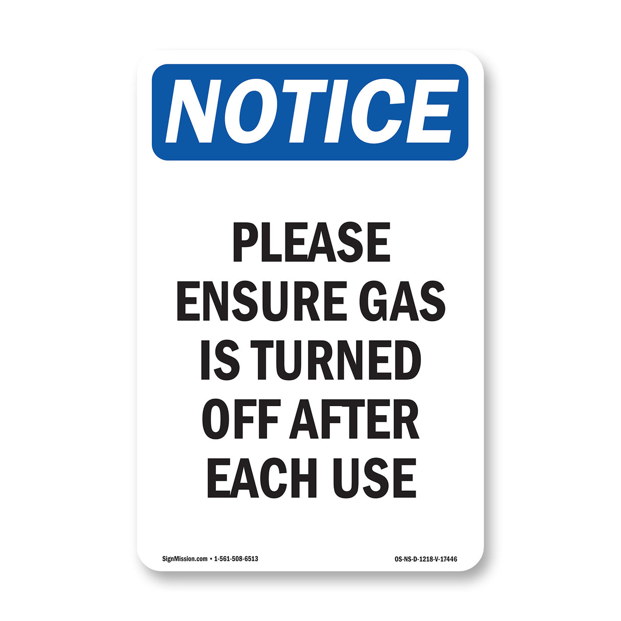 Please Ensure Gas Is Turned Off After Each Use
