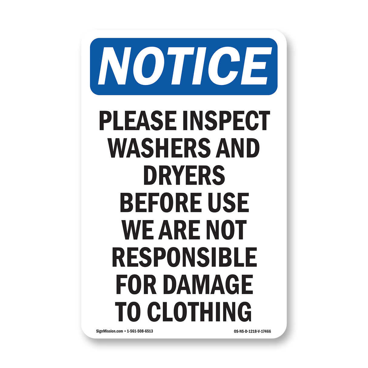 Please Inspect Washers And Dryers Before