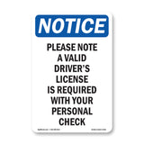 Please Note A Valid Driver's License Is