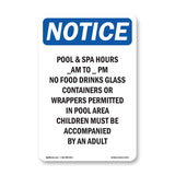 Pool & Spa Hours ____ Am To ____ Pm No Food