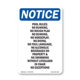 Pool Rules No Running, No Rough Play, No