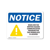 NOTICE MSDS For This Workplace Is Located