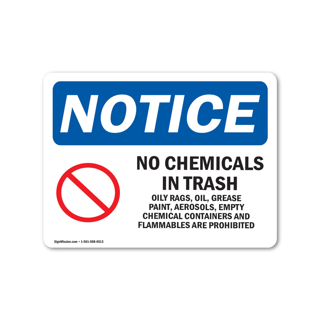 NOTICE No Chemicals In Trash