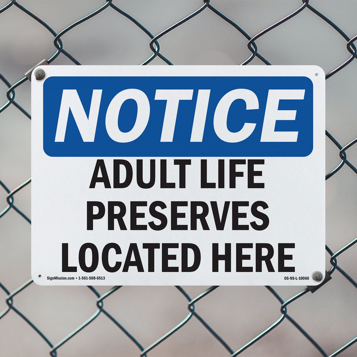 Adult Life Preservers Located Here
