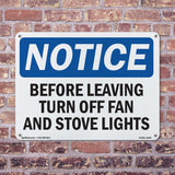 Before Leaving Turn Off Fan And