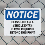 Classified Area Vehicle Entry Permit Required