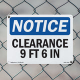 Clearance 9 Ft 6 In Sign