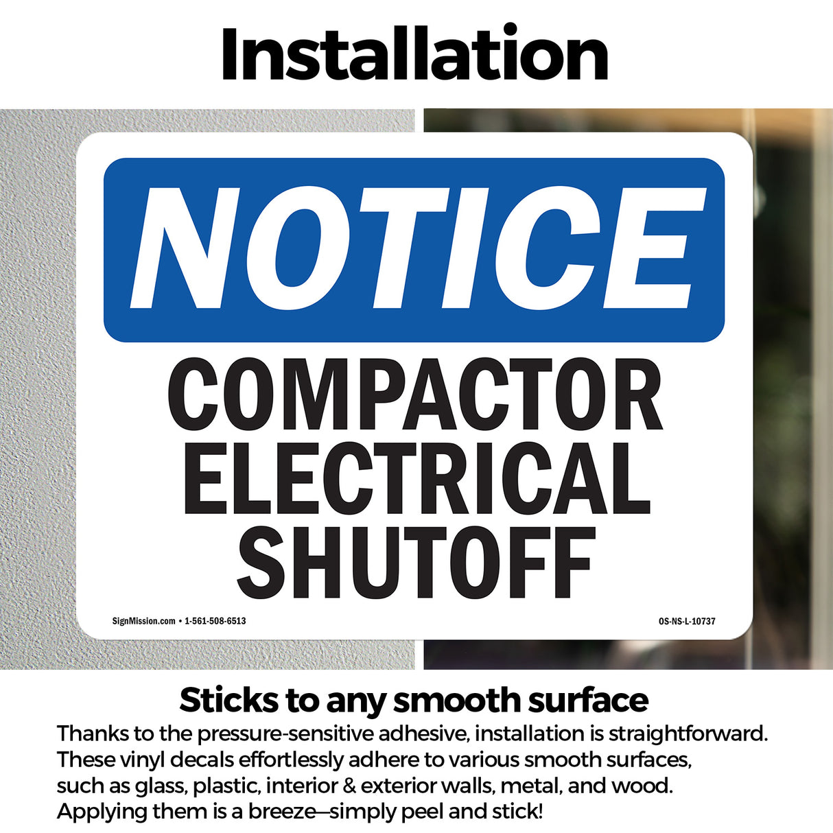 Compactor Electrical Shutoff Sign