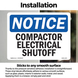 Compactor Electrical Shutoff Sign
