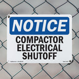 Compactor Electrical Shutoff Sign