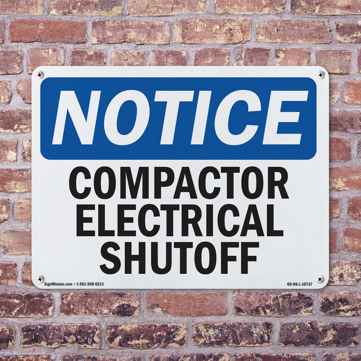 Compactor Electrical Shutoff Sign