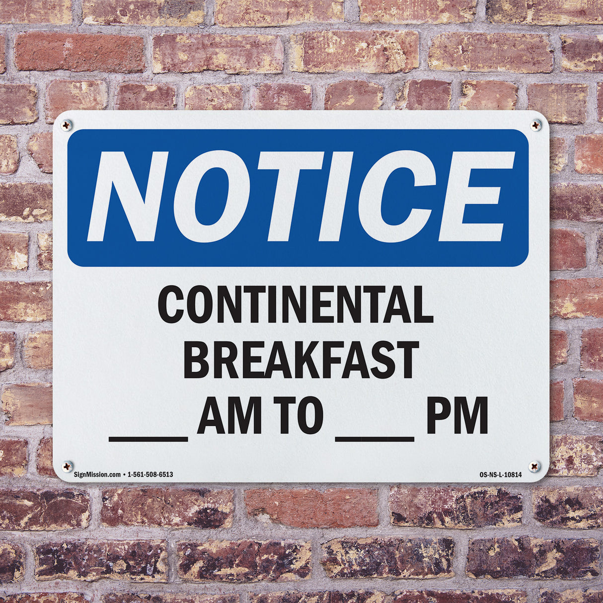 Continental Breakfast ____ Am To ____ Am