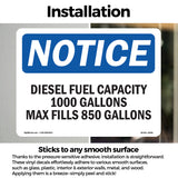 Diesel Fuel Capacity 1000 Gallons Max Fill