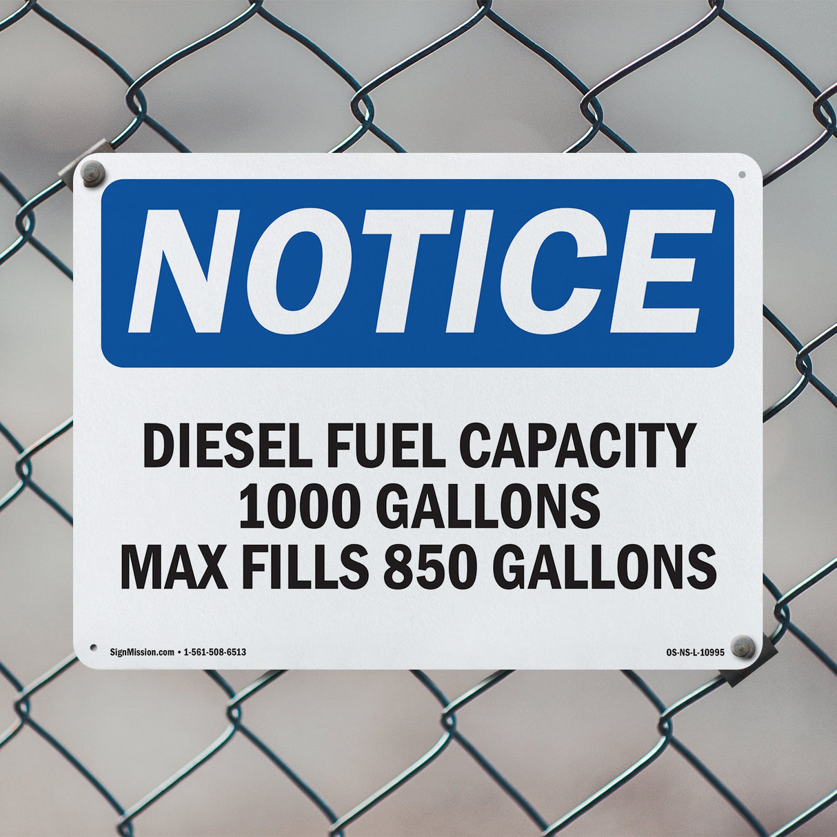 Diesel Fuel Capacity 1000 Gallons Max Fill