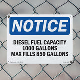 Diesel Fuel Capacity 1000 Gallons Max Fill
