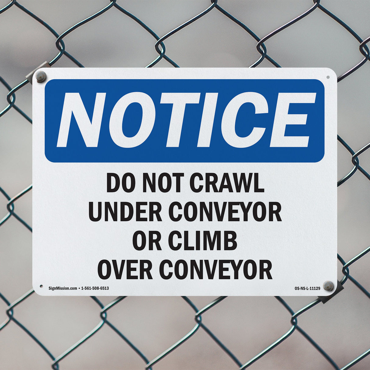 Do Not Crawl Under Conveyor Or Climb Over Conveyor Sign