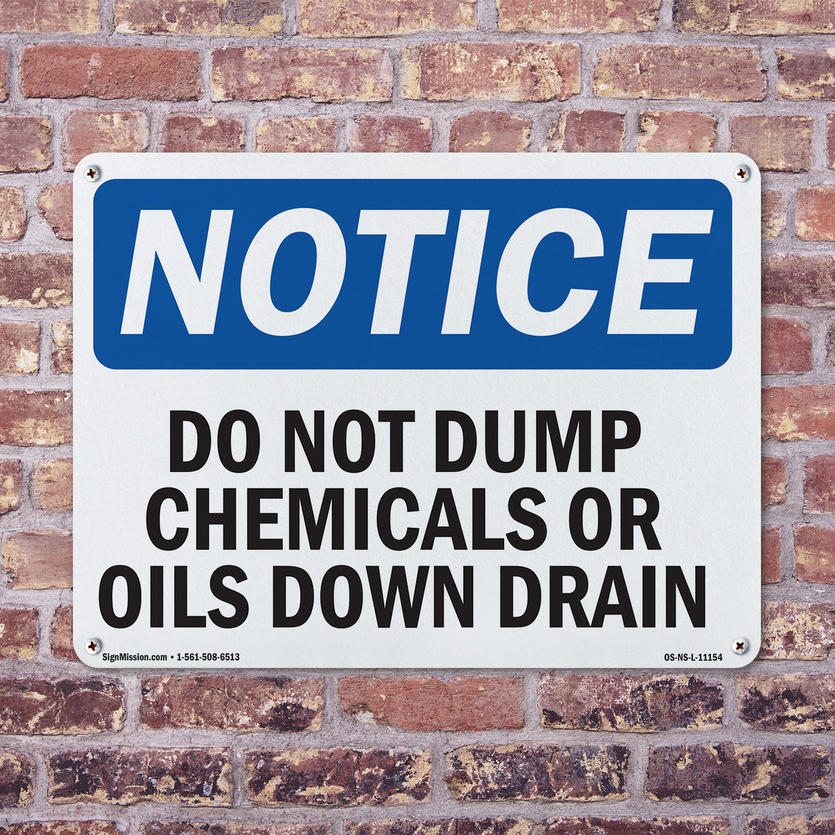 Do Not Dump Chemicals Or Oils Down Drain